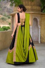 gamthi-work-Lehenga-Choli-for-Navratri-In-Parrot-Green-and-Black-color-3