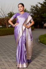 purple-color-original-Kanjivaram-Satin-silk-Saree-with-Weaving-Border-Blousepiece-3