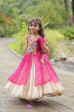 Pink-Color-Navratri-Lehenga-kurti-Dress-For-Kids-2