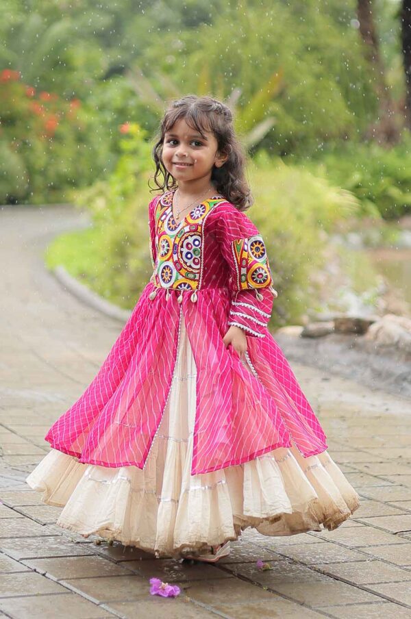 pink navratri Lehenga Kurti for girl