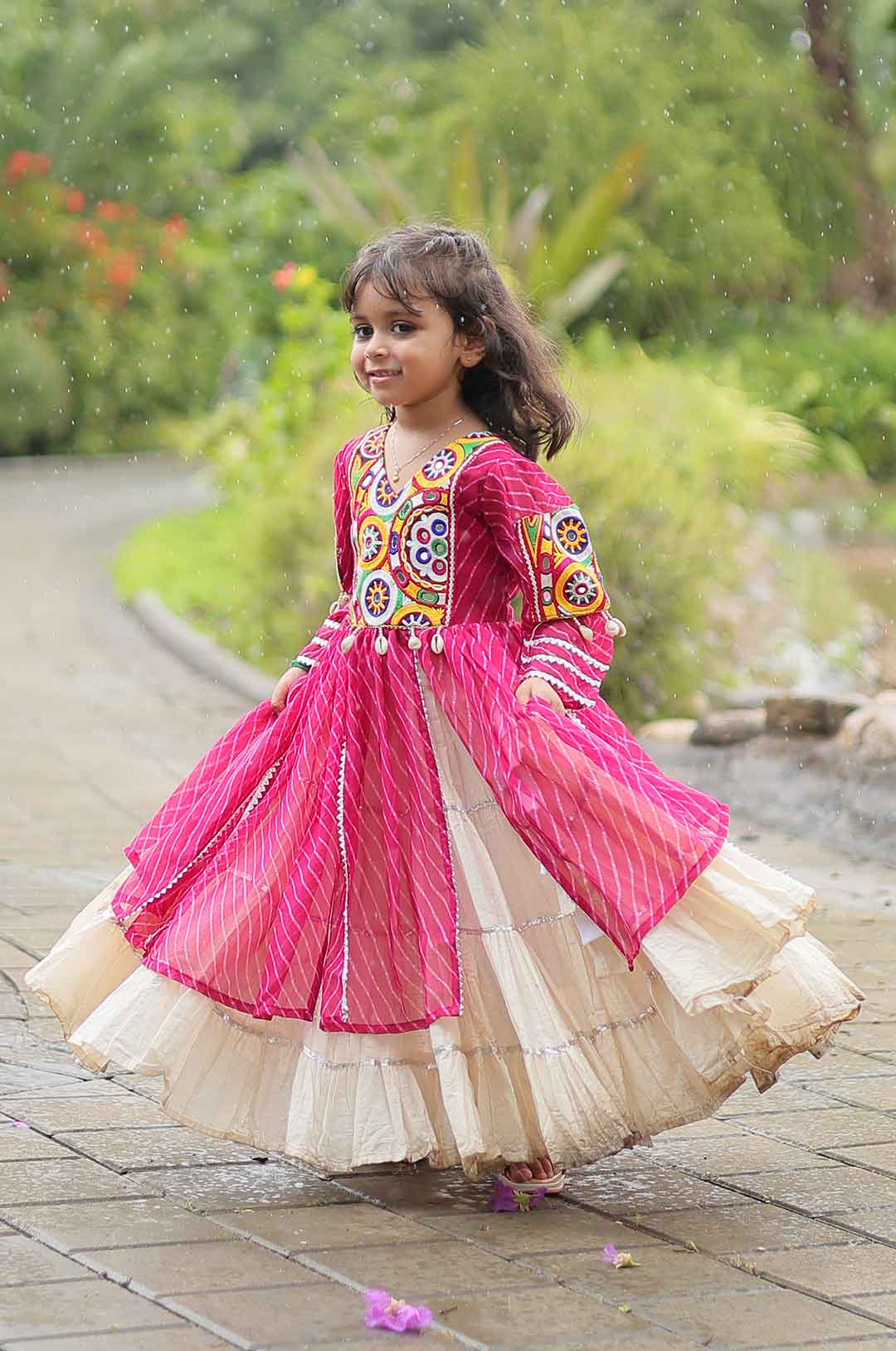 pink navratri Lehenga Kurti for girl