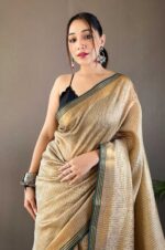 Chiku-Soft-Silk-Saree-with-Zari-Chex-Weaving-Design