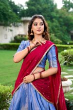 R-Blue-Zari-Weaving-Kanchipuram-Silk-Traditional-Lehenga-Choli-with-contrast-and-sequence-worked-Dupatta-4