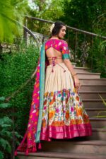 White-Kalamkari-Lehenga-Choli-In-Dola-silk-Fabric-2