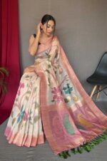 pink-3D-Digital-Print-Saree-with-Floral-Katha-Stitch-and-Golden-Zari-Pallu-3