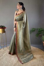 pista-Soft-Silk-Saree-with-Zari-Chex-Weaving-Design-2