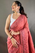 Dark-Pink-Pure-Matka-Silk-Saree-with-Motifs-and-Cutwork-Border-3