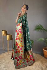 Green-Paithani-Silk-Saree-with-3D-Traditional-Design-and-Zari-Work-2