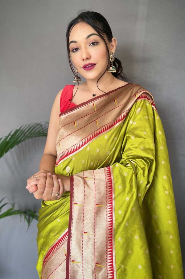 Parrot Color Paithani Silk Saree