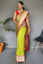 Parrot-Color-Pure-Paithani-Silk-Saree-with-Rich-Parrot-Weaved-Pallu-and-Polka-Dot-Motif-3