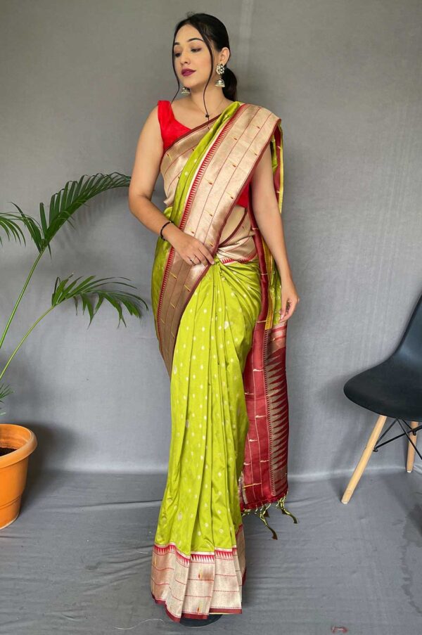 Parrot Color Paithani Silk Saree