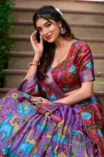 Purple-Kalamkari-Print-Lehenga-Choli-in-Dola-Silk-Fabric