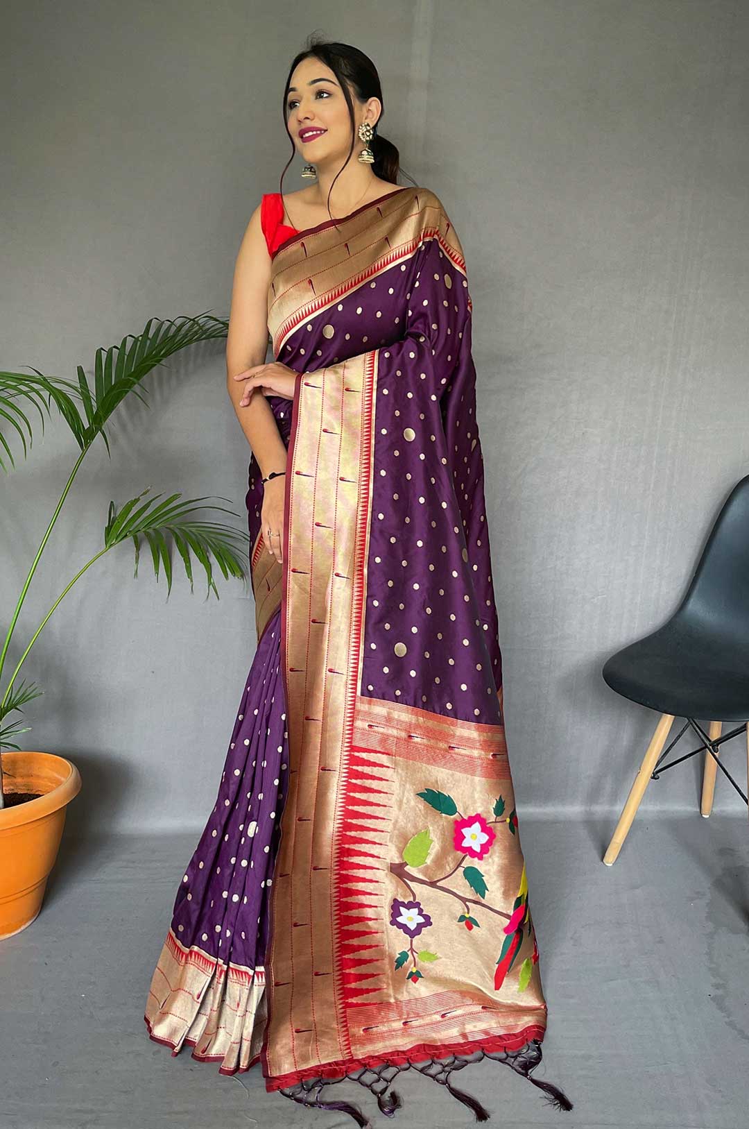 Purple Color Paithani Silk Saree