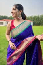 Violet-Paithani-Saree-with-Ganga-Jamuna-Border-and-Rich-Pallu-2