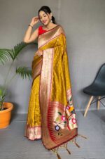 Yellow-Color-Pure-Paithani-Silk-Saree-with-Rich-Weaved-Pallu-and-Polka-Dot-Motif-2