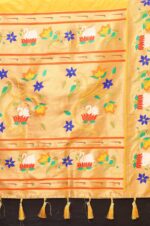 Yellow-Paithani-Silk-Saree-with-Floral-and-Parrot-Motifs-3