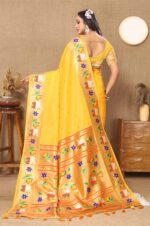 Yellow-Paithani-Silk-Saree-with-Floral-and-Parrot-Motifs-4