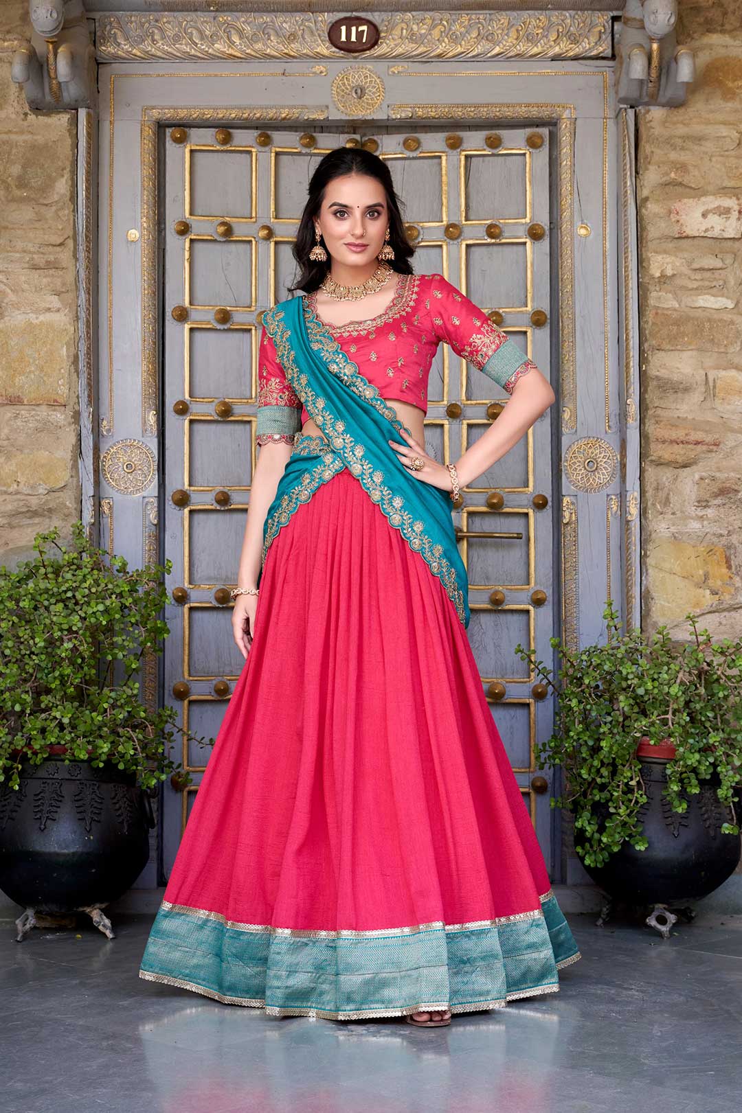 Pink Designer Silk Lehenga Choli