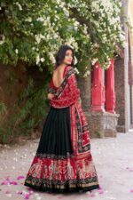 Black-Tussar-Silk-Lehenga-Choli-with-Maroon-Patola-Print-Dupatta-2