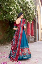 Blue-Patola-Print-Tussar-Silk-Lehenga-Choli-with-Tassel-Dupatta-2