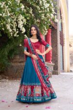 Blue-Patola-Print-Tussar-Silk-Lehenga-Choli-with-Tassel-Dupatta-4