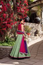 Mint-Green-Vichitra-Silk-Lehenga-Choli-with-Dual-Tone-Dupatta