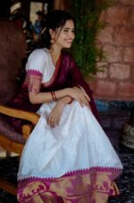 White-Poly-Cotton-Lehenga-Choli-with-Wine-Georgette-Dupatta-4