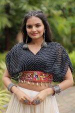 Black-Designer-Kora-Cottan-Lehenga-With-Leheriya-&amp;-Kutchi-Patchwork-Blouse
