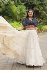 Black-Designer-Kora-Cottan-Lehenga-With-Leheriya-&amp;-Kutchi-Patchwork-Blouse--3