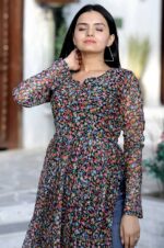 Black-Floral-Print-Georgette-Kurta-with-Side-Slits-and-Full-Sleeves-4