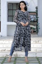 Black-Floral-Print-Georgette-Kurta-with-Side-Slits-and-Full-Sleeves-7