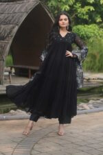 Black-Georgette-Anarkali-Suit-with-Floral-Dupatta-2