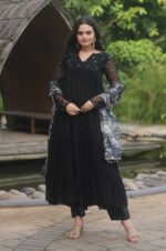 Black-Georgette-Anarkali-Suit-with-Floral-Dupatta-3