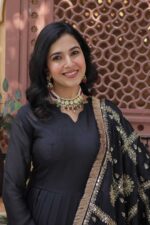 Black-Georgette-Gown-with-Gold-Zari-&amp;-Mirror-Embellishments-3