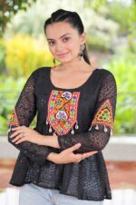Black-Georgette-Schiffli-Peplum-Top-with-Kutchi-Gamthi-Patch-Work-2