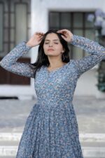 Blue-Floral-Print-Georgette-Kurta-with-Side-Slits-and-Full-Sleeves-4