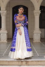 Blue-Kora-Cotton-Lehenga-with-Bandhani-Kutchi-Work-Kurti-Set-3