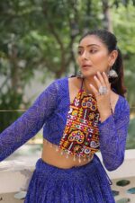 Blue-Traditional-Bandhej-Lehenga-Choli-Set-with-Gotta-Patti-&amp;-Gamthi-Embroidery--3