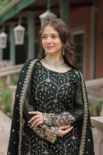 Dark-Green-Georgette-Sharara-Suit-with-Heavy-Embroidery-&amp;-Mirror-Work-4