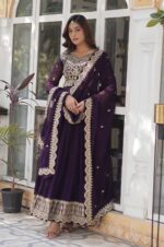 Deep-Purple-Embroidered-Anarkali-Gown-with-Intricate-Bodice-&amp;-Border-Work-and-Matching-Dupatta-4