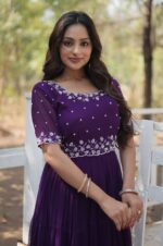 Deep-Purple-Georgette-Gown-with-Embroidered-Bodice-&amp;-Tiered-Ruffle-Hem-2