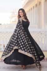 Elegant-Black-Faux-Blooming-Gown-with-Sequins-Embroidered-Dupatta--4
