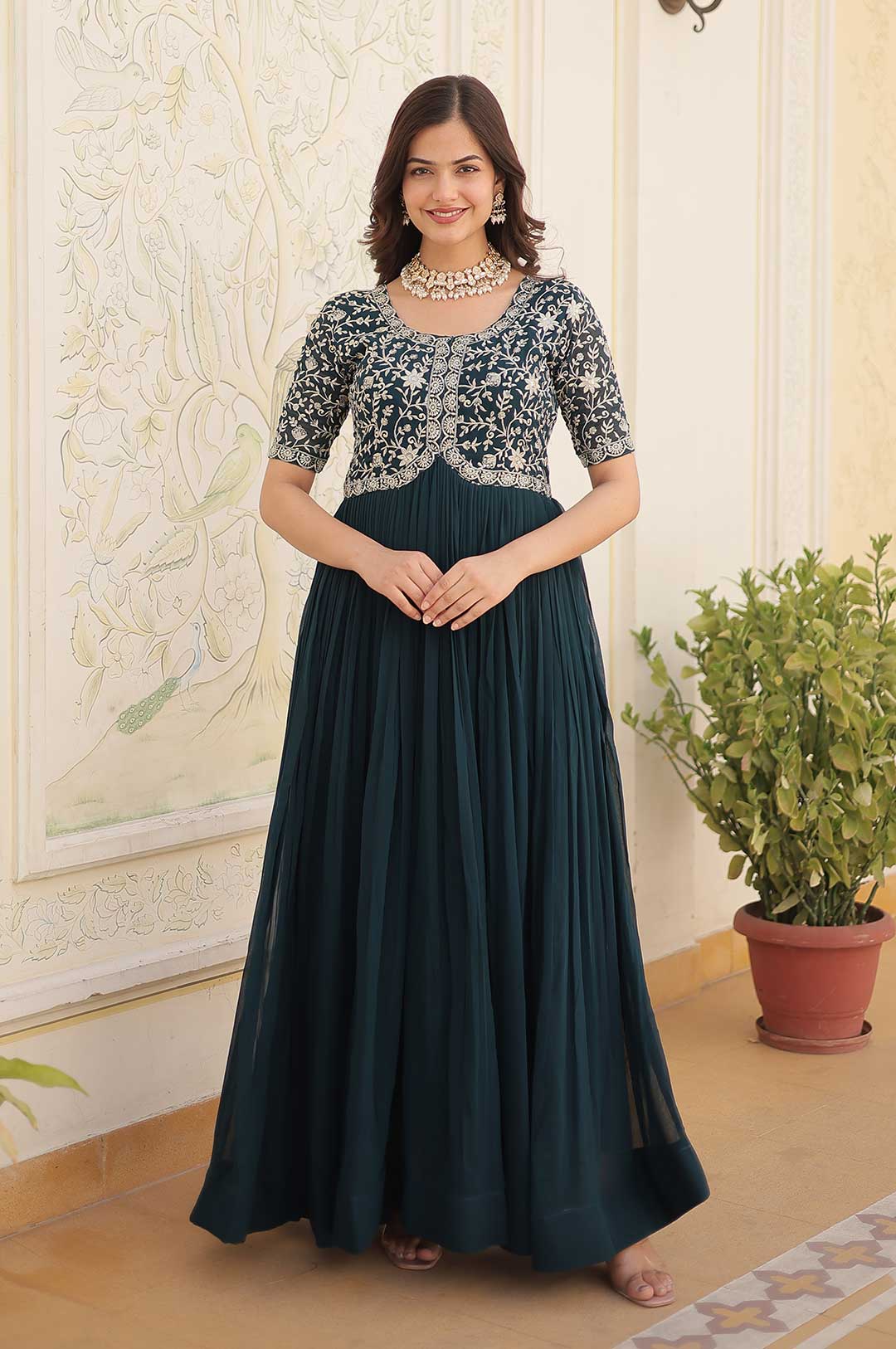 Elegant Charm – Rama Embroidered Gown for Festive Glam