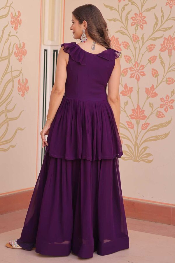 Purple Elegant Faux Blooming Gown with Exquisite Beads Embroidery