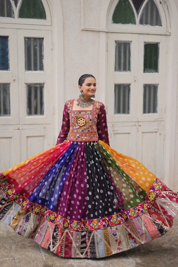 Elegant Georgette Gamthi Embroidered Lehenga Choli Set with Kali Stitch Flair