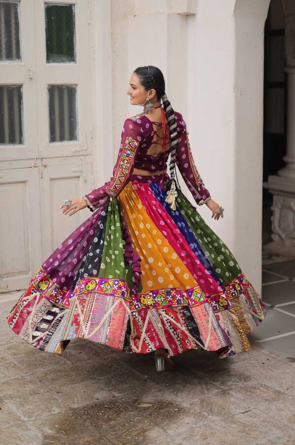 Elegant Georgette Gamthi Embroidered Lehenga Choli Set with Kali Stitch Flair