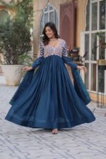 Elegant-Mor-Pich-Blue-Star-Georgette-Gown-with-Beads-&amp;-Sequins-Work-2
