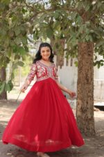 Elegant-Red-Faux-Blooming-Gown-with-Zari-Sequins-Embroidery