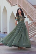 Elegant-Silver-Crunchy-Fabric-Gown-with-Embroidered-Koti-3