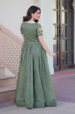 Elegant-Silver-Crunchy-Fabric-Gown-with-Embroidered-Koti-4
